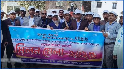 মেহেরপুরে চাকরি জাতীয়করণের দাবিতে বিক্ষোভ সমাবেশ
