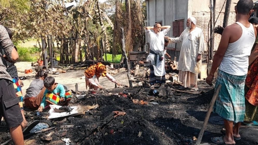 গবাদিপশুসহ আগুনে পুড়ল ৫ বসতঘর