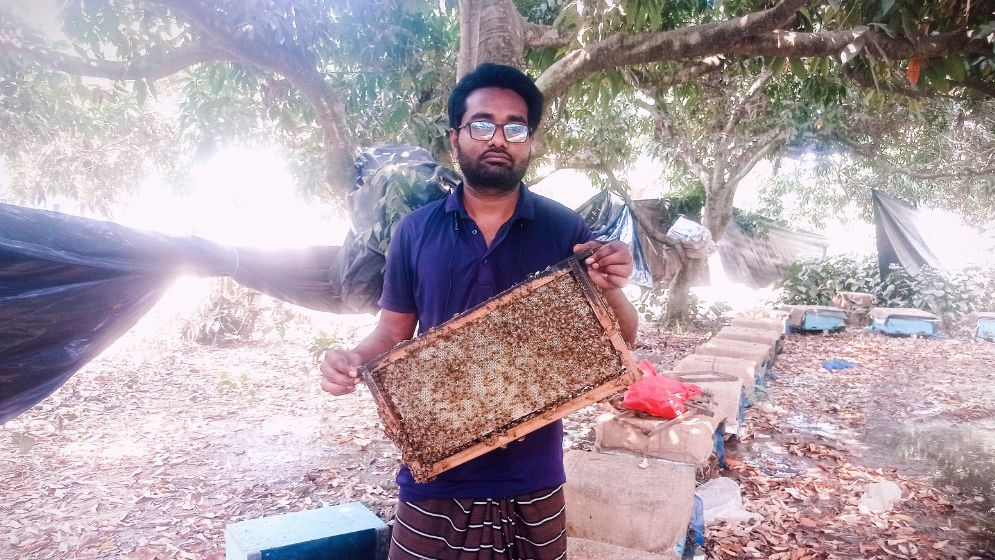গার্মেন্টসের চাকরি ছেড়ে মৌ-চাষে সফল যুবক