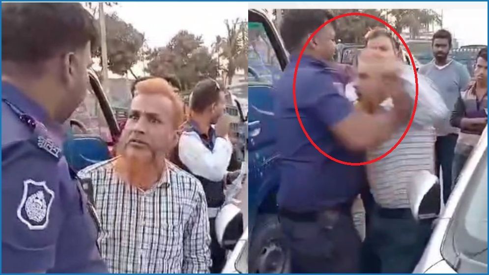 উল্টো পথে গাড়ি চালানোয় বৃদ্ধকে পেটালেন সার্জেন্ট