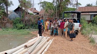 সরাইলে পুকুর থেকে মাটি কাটার ড্রেজার জব্দ