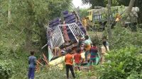 বাস নিয়ন্ত্রণ হারিয়ে খাদে, গাছের ডালে ঝুলছিল ছাদ