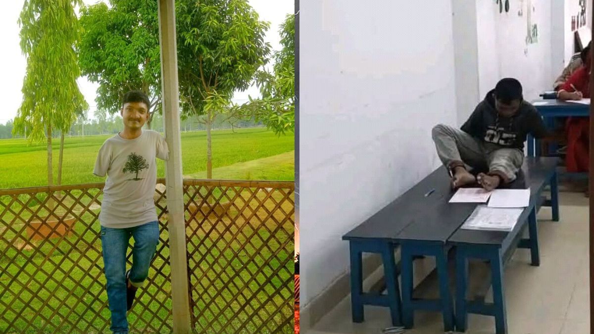 পা দিয়ে লিখে বিশ্ববিদ্যালয়ের মেধা তালিকায় মানিক
