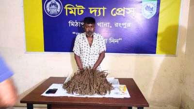 মিঠাপুকুরে সেনা অভিযানে কুখ্যাত মাদক ব্যবসায়ী গ্রেপ্তার