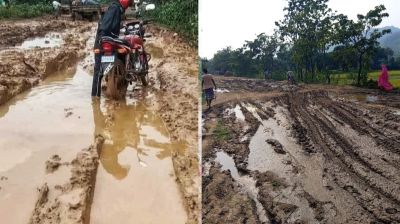 সড়ক নয়, যেন চাষের জমি