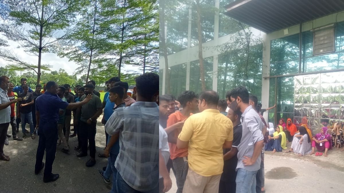 বকেয়া বেতনের দাবিতে শ্রীপুরে শ্রমিকদের বিক্ষোভ