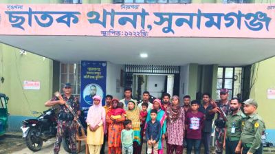 ছাতকে নারী-শিশুসহ ১৬ জন আটক