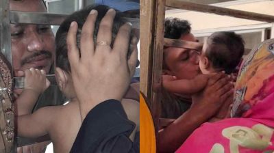 লোহার গারদেও থামেনি ভালোবাসা, বাবা-ছেলের আলিঙ্গন ভাইরাল