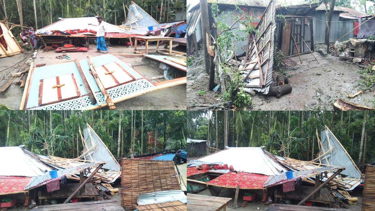 লালমোহনে শতাধিক ঘরবাড়ি বিধ্বস্ত, পানিবন্দি ১০ হাজার মানুষ
