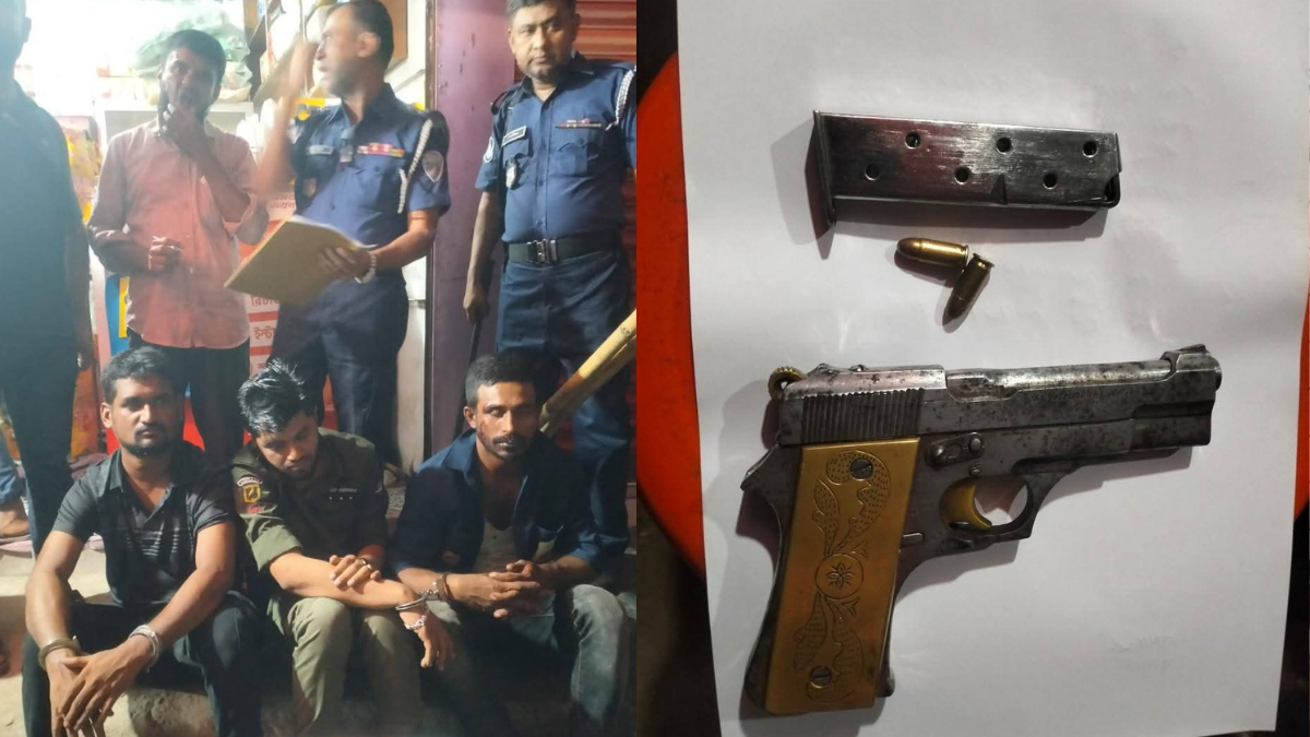 কুমিল্লায় বিদেশি পিস্তল ও গুলিসহ তিন যুবক আটক