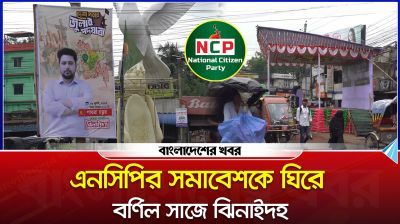 এনসিপির সমাবেশকে ঘিরে বর্ণিল সাজে ঝিনাইদহ