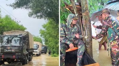 বন্যায় বিপর্যস্ত ফেনী : সেনাবাহিনীর উদ্ধার ও ত্রাণ কার্যক্রম শুরু