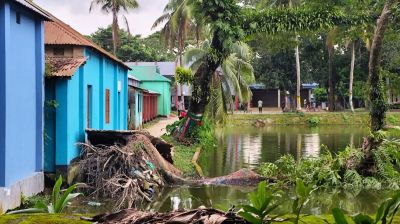 গাছ পড়ে মাটি ধস, ঝুঁকিতে মদন প্রেসক্লাবের ভবন