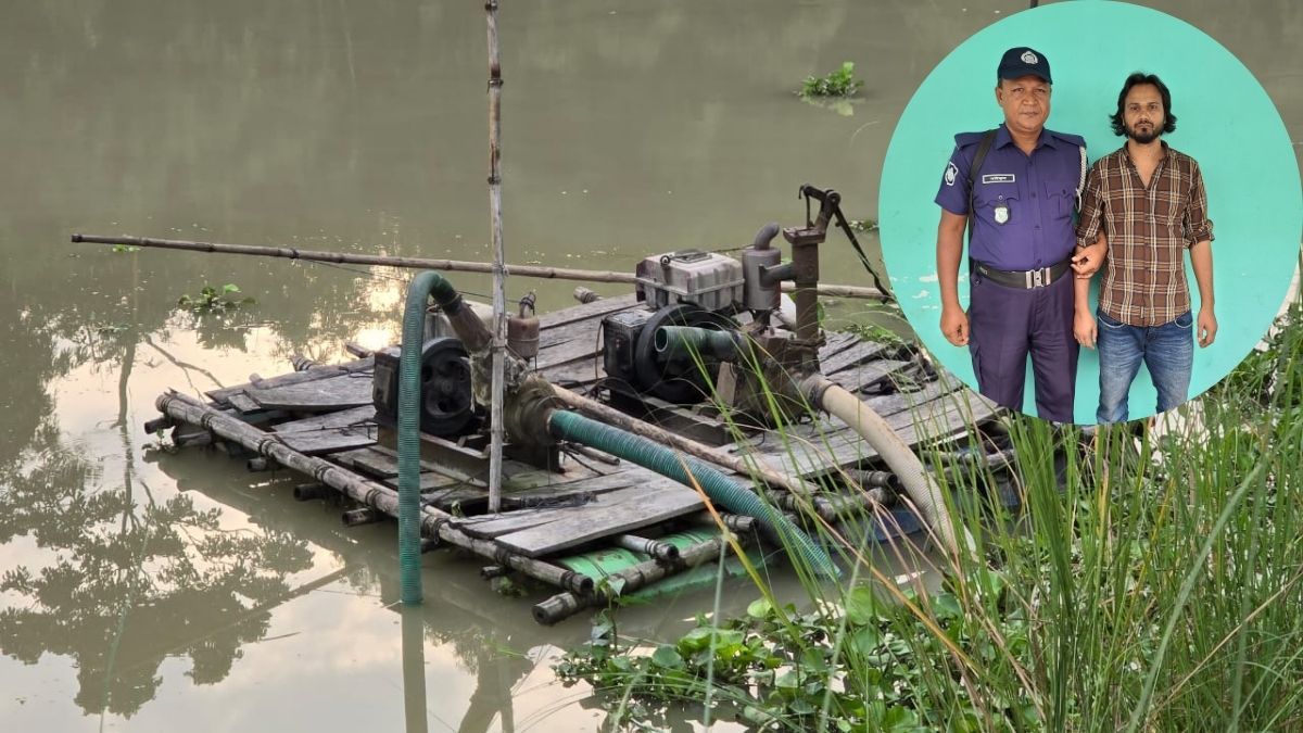 ধামরাইয়ে নদী থেকে অবৈধভাবে বালু উত্তোলন, যুবক গ্রেপ্তার