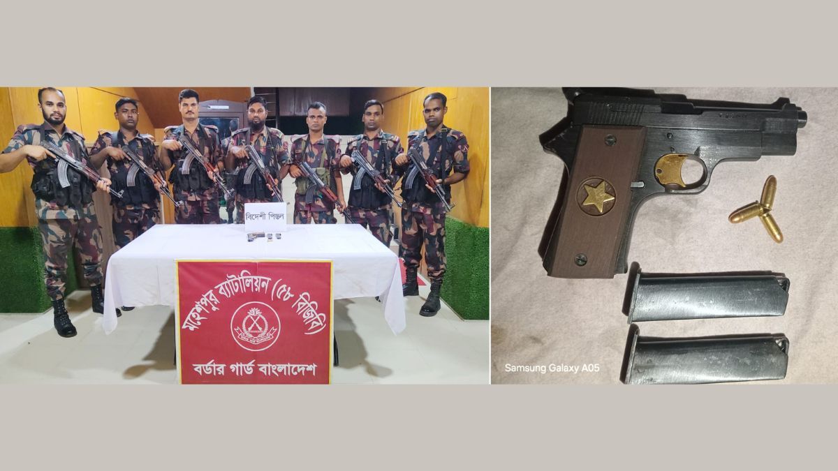 ঝিনাইদহ সীমান্তে বিদেশি পিস্তল ও গুলি উদ্ধার
