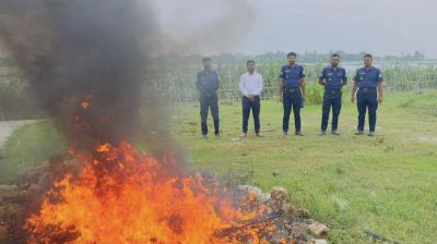টাঙ্গুয়া হাওরে ৫ লাখ টাকার নিষিদ্ধ জাল ধ্বংস