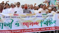 লালমোহনে স্বৈরাচার পতনের বর্ষপূর্তিতে বিএনপির র‌্যালি