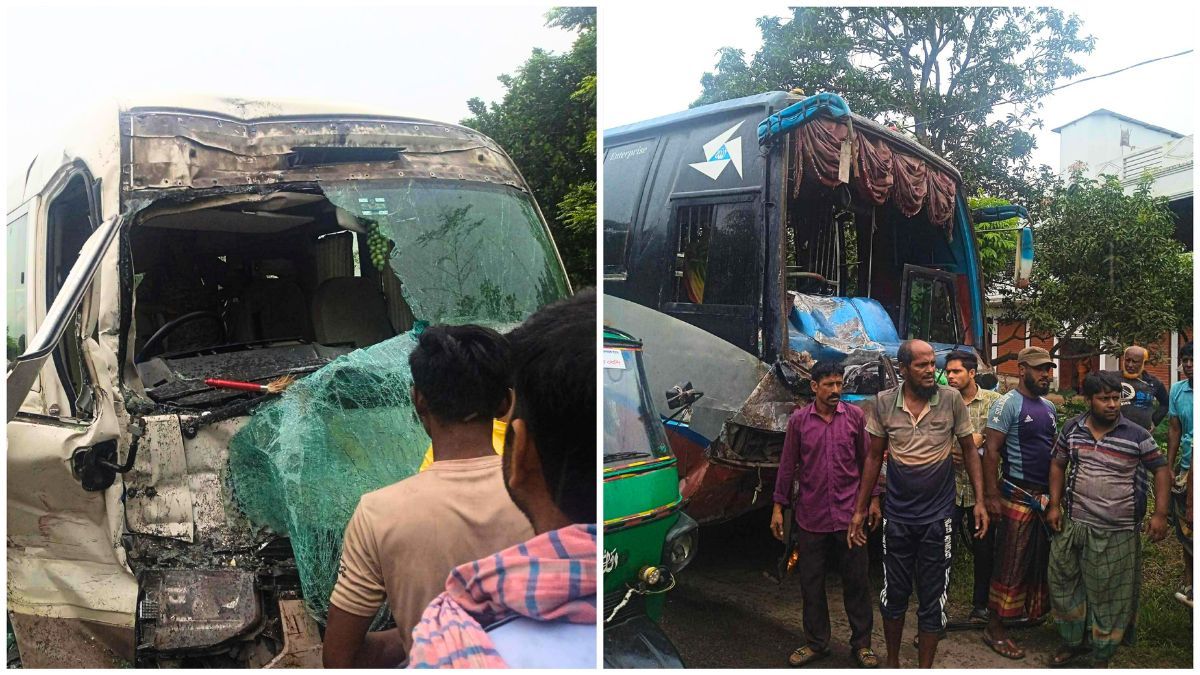 ইবির শিক্ষকবাহী বাসের সঙ্গে রূপসা বাসের সংঘর্ষে ৬ শিক্ষক আহত