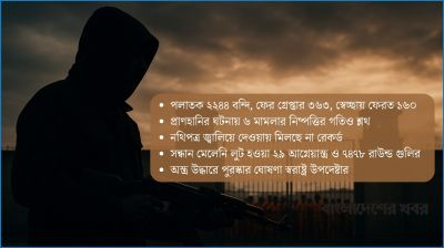 লুটের অস্ত্রসহ অধরা ৭২৪ বন্দি, বাড়ছে নিরাপত্তা হুমকি