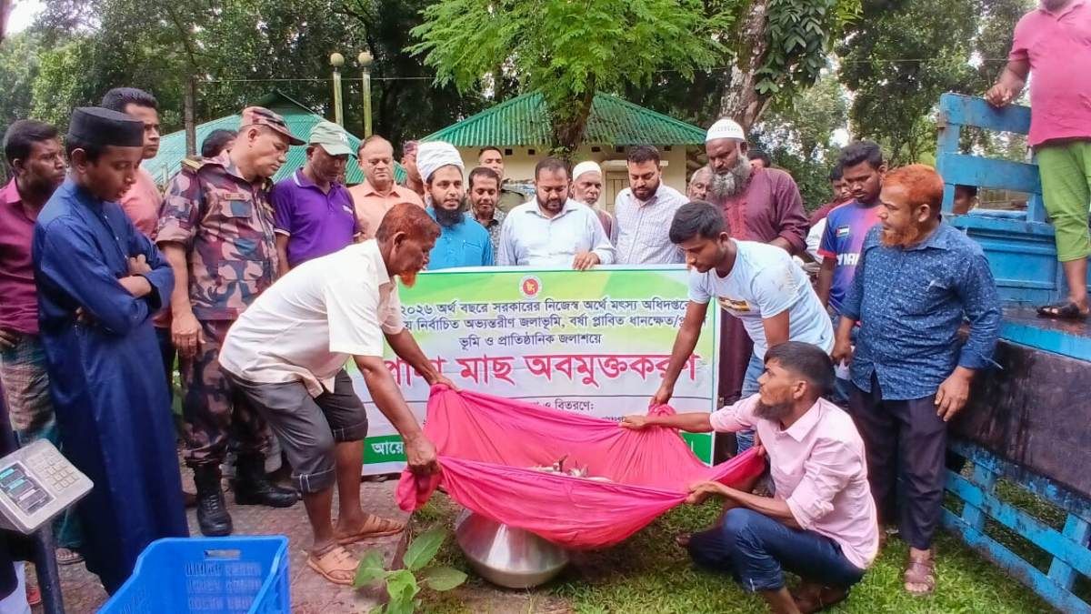 পঞ্চগড়ের তেঁতুলিয়ায় ৩৪৮ কেজি পোনা মাছ অবমুক্ত