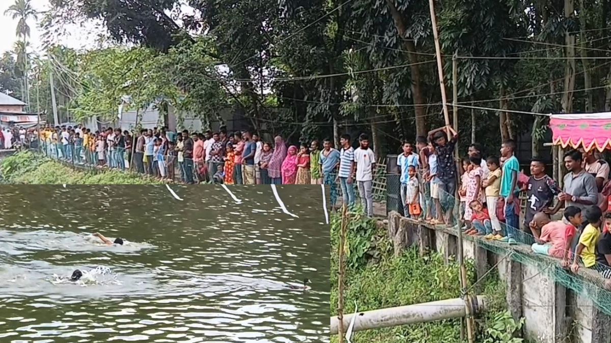 হাঁস ধরা প্রতিযোগিতা উপভোগ করল হাজারও দর্শক