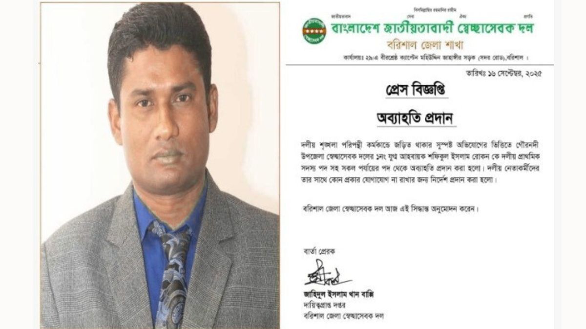 সরকারি গাছ কাটায় গৌরনদীতে স্বেচ্ছাসেবক দল নেতা বহিষ্কার
