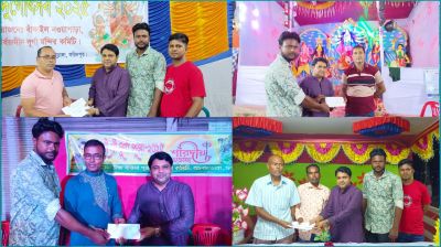 আলফাডাঙ্গায় পূজামণ্ডপে সাবেক মেয়রের আর্থিক অনুদান