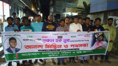 চিকিৎসা শেষে দেশে ফিরলেন ভিপি নুর, কুষ্টিয়ায় আনন্দ মিছিল