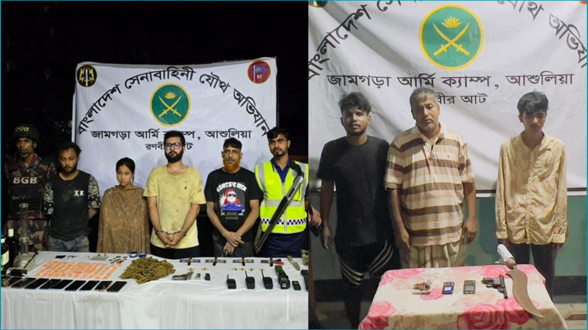 আশুলিয়ায় বিপুল পরিমাণ মাদক-অস্ত্রসহ আটক ৭