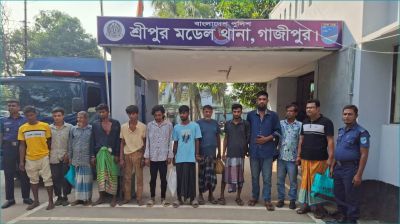 শ্রীপুরে বিশেষ অভিযানে ৩ ডাকাতসহ গ্রেপ্তার ১২