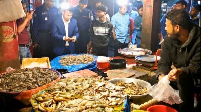 পাবনার বড় বাজারে চিংড়িতে জেলি, অভিযানে জরিমানা