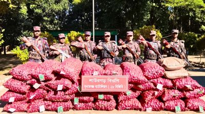 তাহিরপুরে বিজিবির অভিযানে ৩ লাখ টাকার ভারতীয় পেঁয়াজ-চিনি জব্দ
