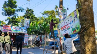 বাউফলে রাজনৈতিক ব্যানার–ফেস্টুন অপসারণে অভিযান