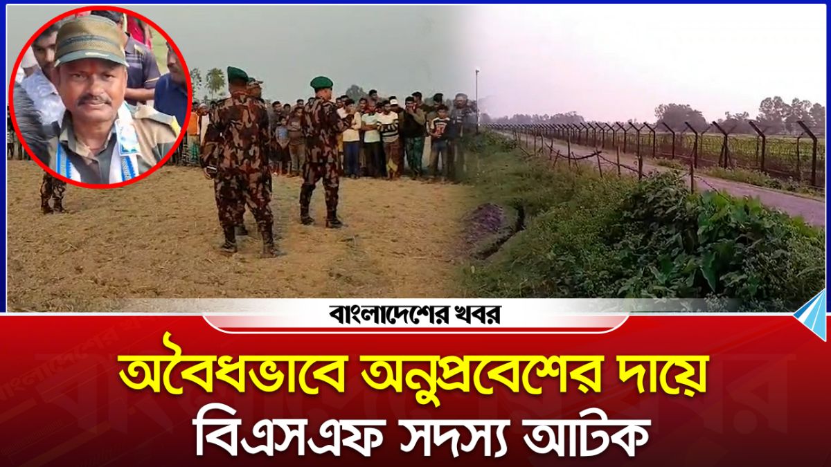 সীমান্তে অবৈধভাবে অনুপ্রবেশের দায়ে বিএসএফ সদস্য আটক