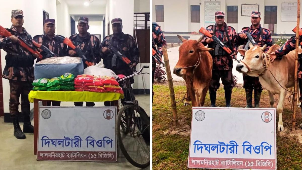 লালমনিরহাট সীমান্তে ভারতীয় গরু ও অন্যান্য মালামাল জব্দ
