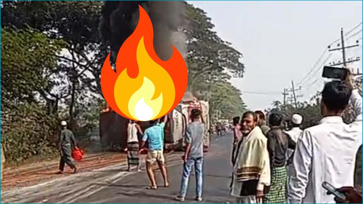 বাস-অটো-মোটরসাইকেল সংঘর্ষে আগুন, নিহত ৪