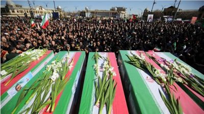 তেহরানে লারিজানি ও বাসিজ প্রধানের জানাজায় জনতার ঢল