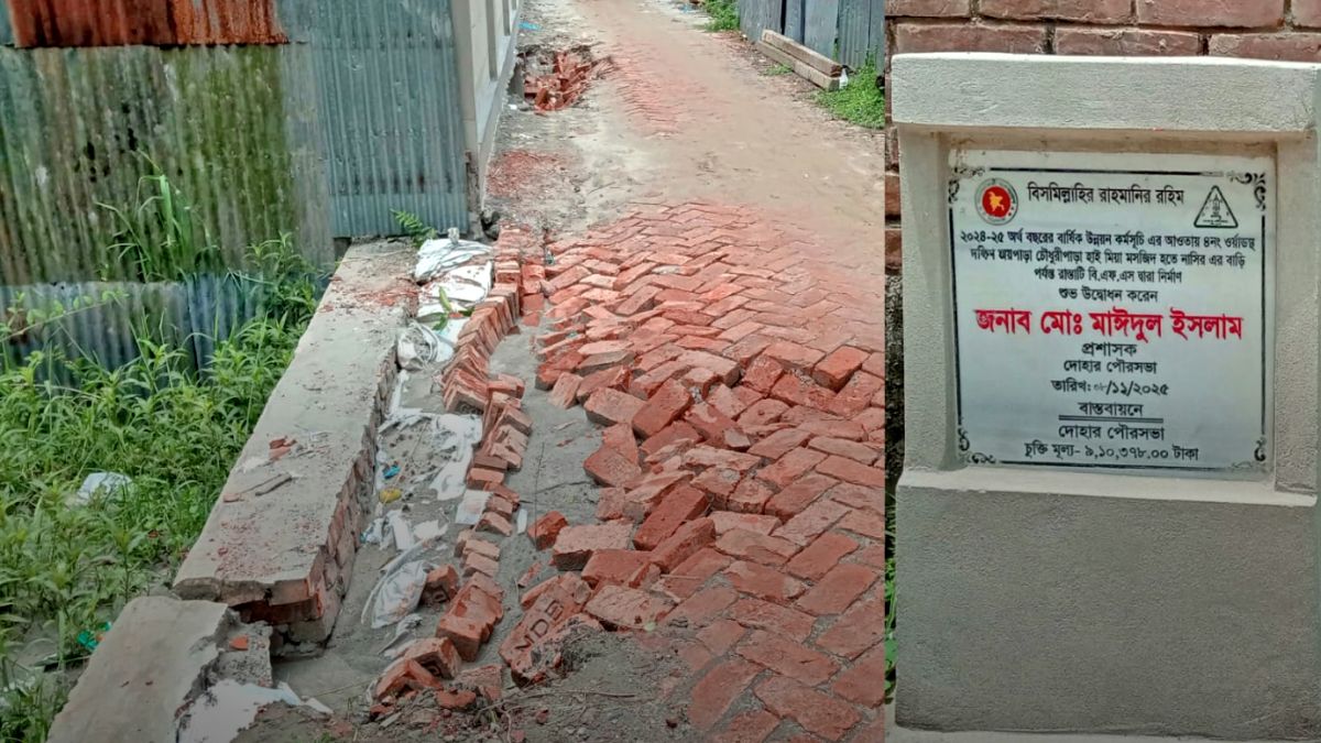 উদ্বোধনের কয়েক দিন পরই  ধসে পড়ল দোহারের সড়ক